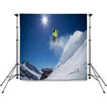 Skier In High Mountains Backdrops 70224992