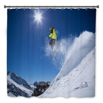 Skier In High Mountains Bath Decor 70224992