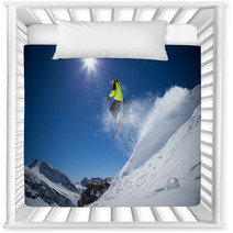 Skier In High Mountains Nursery Decor 70224992