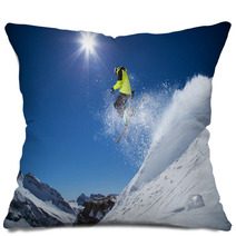 Skier In High Mountains Pillows 70224992