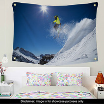 Skier In High Mountains Wall Art 70224992