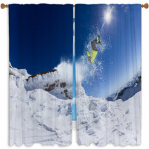 Skier In High Mountains Window Curtains 62650002