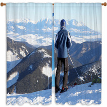 Skier On The Hill Chopok, Slovakia Window Curtains 59553781