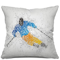 Skiing Mosaic Sports Design Pillows 61513595