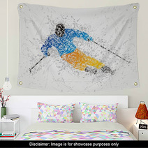 Skiing Mosaic Sports Design Wall Art 61513595