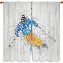 Skiing Mosaic Sports Design Window Curtains 61513595