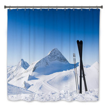 Skis In High Mountains At Sunny Day Bath Decor 60105056