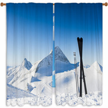 Skis In High Mountains At Sunny Day Window Curtains 60105056