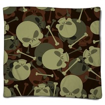 Skull And Bones Military Pattern Skeleton Army Ornament Death Blankets 123381764