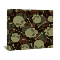 Skull And Bones Military Pattern Skeleton Army Ornament Death Wall Art 123381764