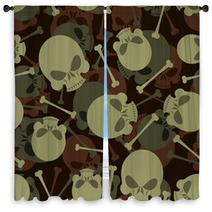 Skull And Bones Military Pattern Skeleton Army Ornament Death Window Curtains 123381764