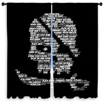 Skull And Cutlass Made Of Pirate Words And Sayings Window Curtains 124939896