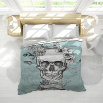 Skull And Flowers Day Of The Dead Bedding 80013654