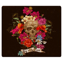 Skull And Flowers Day Of The Dead Rugs 59761763