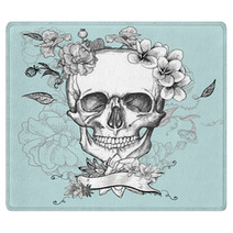 Skull And Flowers Day Of The Dead Rugs 80013654