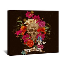 Skull And Flowers Day Of The Dead Wall Art 59761763
