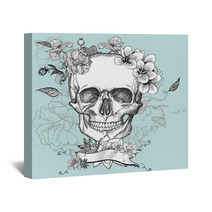 Skull And Flowers Day Of The Dead Wall Art 80013654