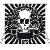 Skull And Roses Bw Backdrops 3243999