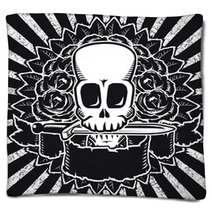 Skull And Roses Bw Blankets 3243999