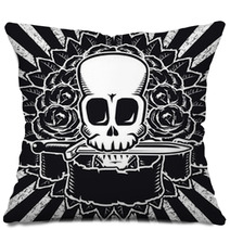 Skull And Roses Bw Pillows 3243999