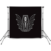 Skull Coffin Vampire Logo Skull Vector Illustration Backdrops 208680962