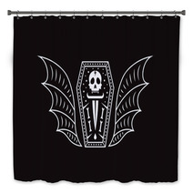 Skull Coffin Vampire Logo Skull Vector Illustration Bath Decor 208680962