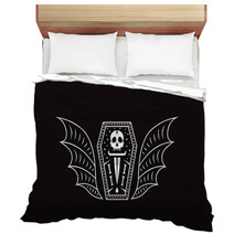 Skull Coffin Vampire Logo Skull Vector Illustration Bedding 208680962