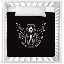 Skull Coffin Vampire Logo Skull Vector Illustration Nursery Decor 208680962