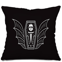 Skull Coffin Vampire Logo Skull Vector Illustration Pillows 208680962