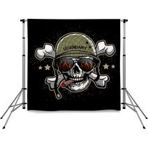 Skull In Sunglasses And A Military Helmet Backdrops 115362457