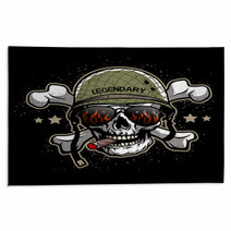 Skull In Sunglasses And A Military Helmet Rugs 115362457