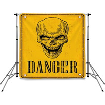 Skull On Sign Danger Backdrops 111270472