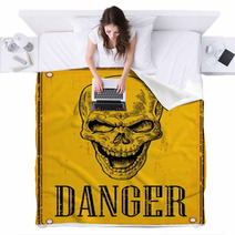 Skull On Sign Danger Blankets 111270472