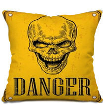 Skull On Sign Danger Pillows 111270472