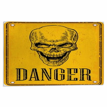 Skull On Sign Danger Rugs 111270472