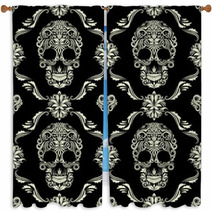 Skull Ornamental Pattern Window Curtains 52896262