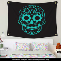 Skull Vector Background For Fashion Design Patterns Tattoos Day Of The Dead Wall Art 123428583