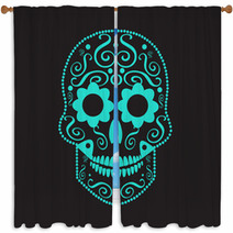 Skull Vector Background For Fashion Design Patterns Tattoos Day Of The Dead Window Curtains 123428583