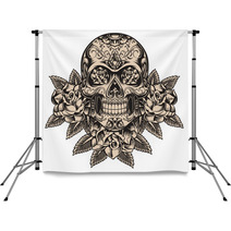 Skull With Roses Backdrops 21613545