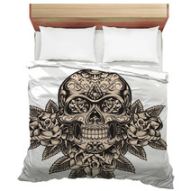 Skull With Roses Bedding 21613545