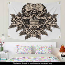 Skull With Roses Wall Art 21613545