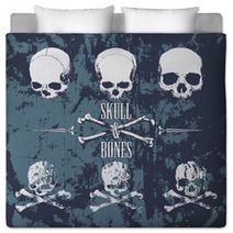 Skulls And Cross Bones On The Grunge Background Bedding 82204577