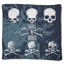 Skulls And Cross Bones On The Grunge Background Blankets 82204577