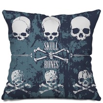 Skulls And Cross Bones On The Grunge Background Pillows 82204577