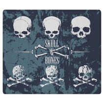 Skulls And Cross Bones On The Grunge Background Rugs 82204577