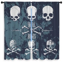 Skulls And Cross Bones On The Grunge Background Window Curtains 82204577