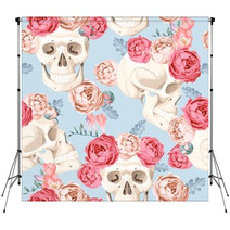 Skulls And Roses Seamless Backdrops 105276807