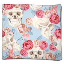 Skulls And Roses Seamless Blankets 105276807