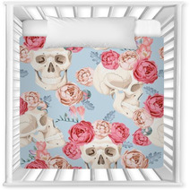 Skulls And Roses Seamless Nursery Decor 105276807