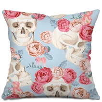Skulls And Roses Seamless Pillows 105276807